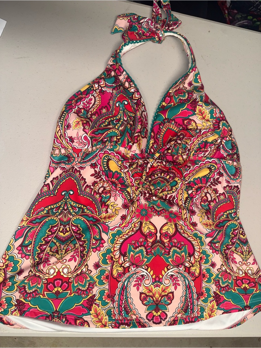 VENUS Multicolor Paisley Halter Swim Top and bottom set- Pink, Red, Teal, Yellow